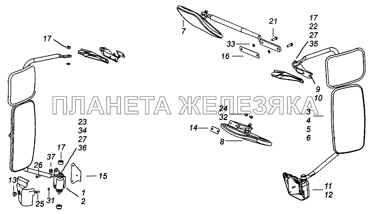 5460-8201002-01 Установка зеркал заднего вида КамАЗ-43502 (Евро 4)