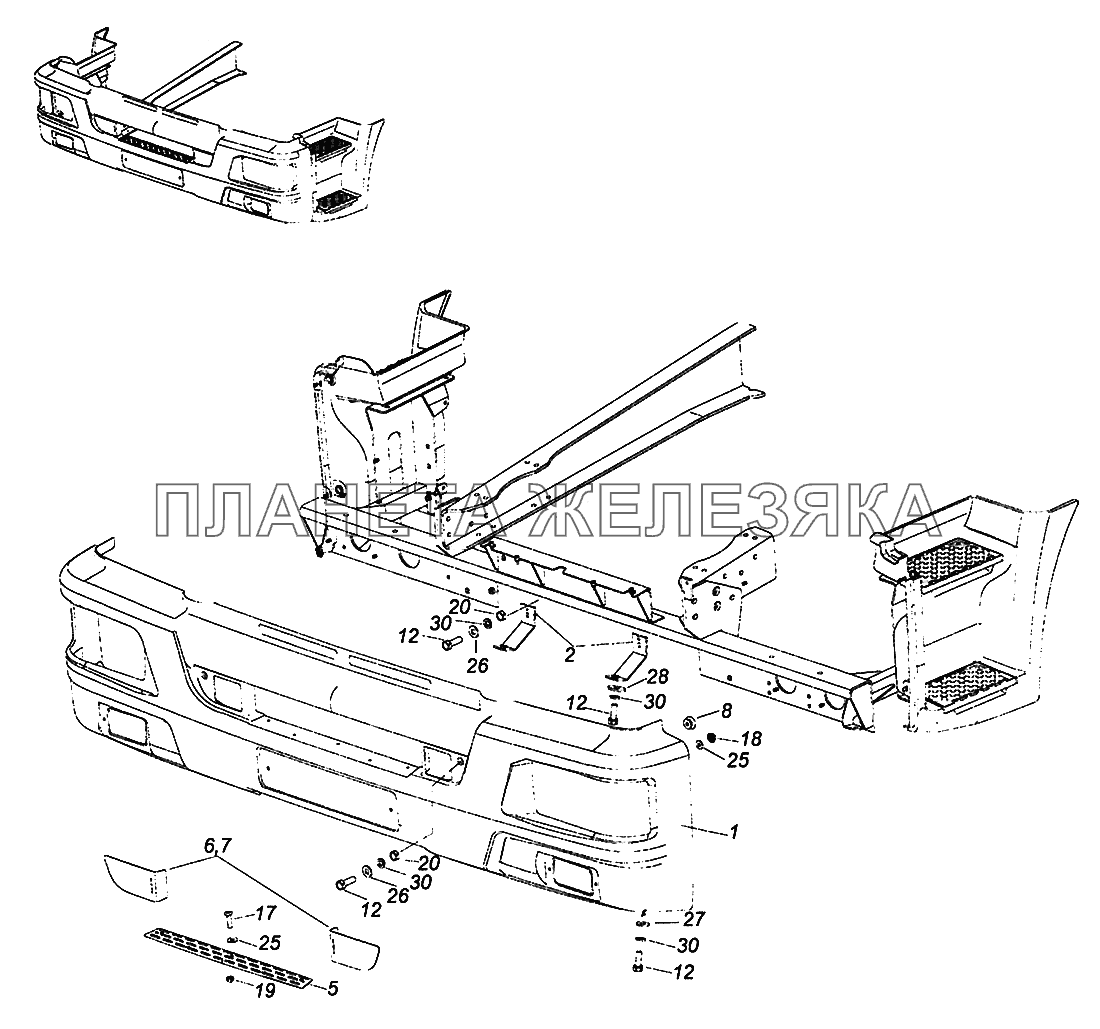 65115-8416010-50 Установка облицовки буфера КамАЗ-43502 (Евро 4)