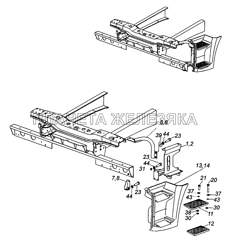 65115-8405009-50 Установка подножек левая КамАЗ-43502 (Евро 4)