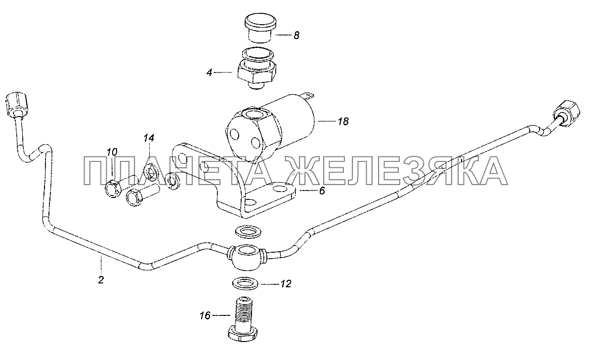 740.70-1022860-10 Клапан с кронштейном, штуцером и трубкой КамАЗ-43502 (Евро 4)