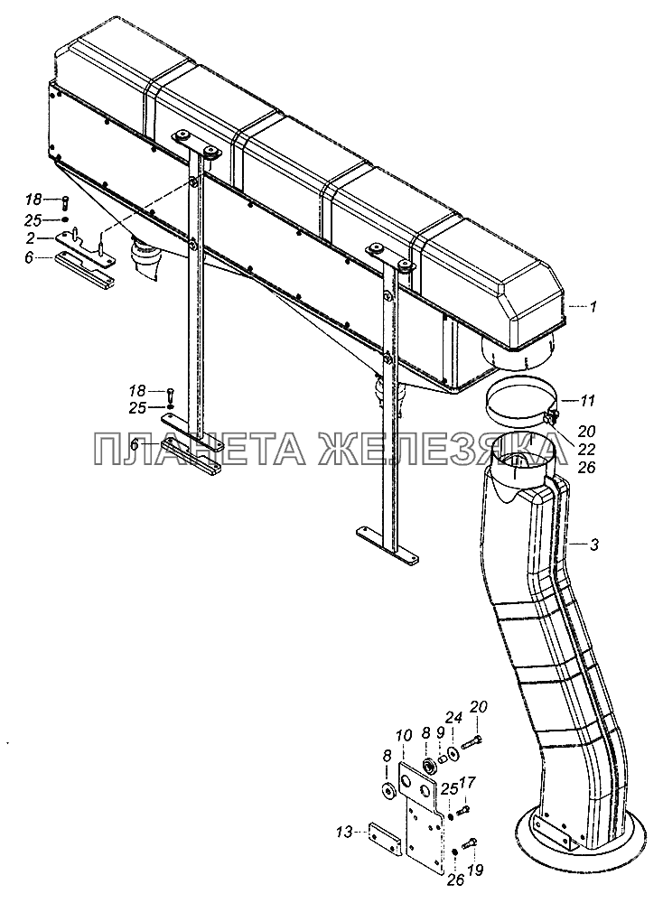 5350-1109003-20 Установка воздухоочистителя мультициклонного КамАЗ-43502 (Евро 4)