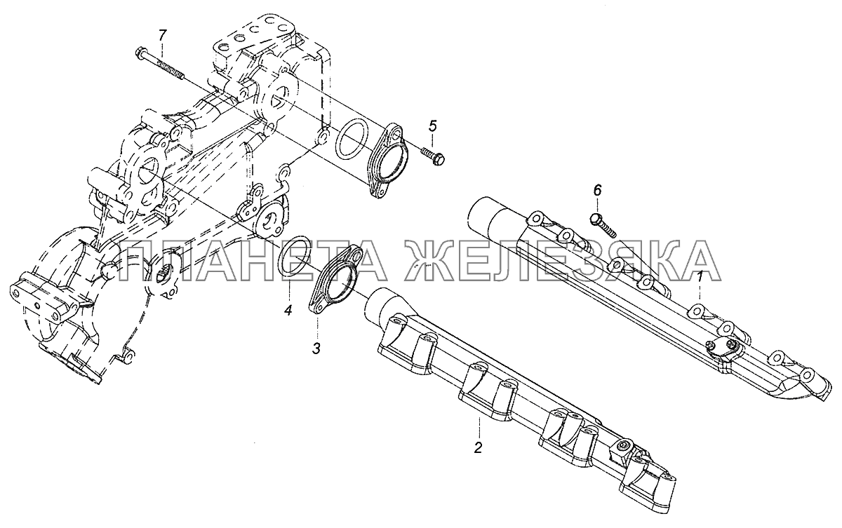 7406.1303002 Установка водяных труб КамАЗ-43502 (Евро 4)