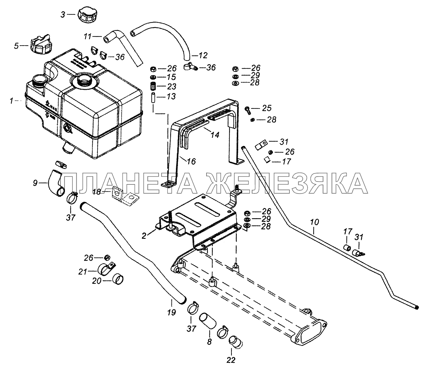 65222-1311005 Установка расширительного бачка КамАЗ-43502 (Евро 4)