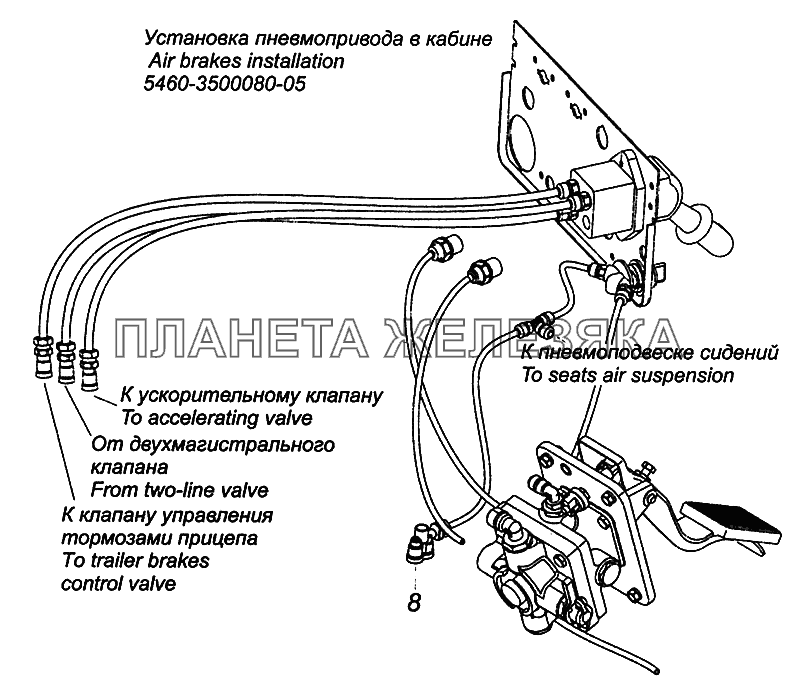 6460-1772005-07 Установка пневмопривода управлением переключения передач КамАЗ-43502 (Евро 4)