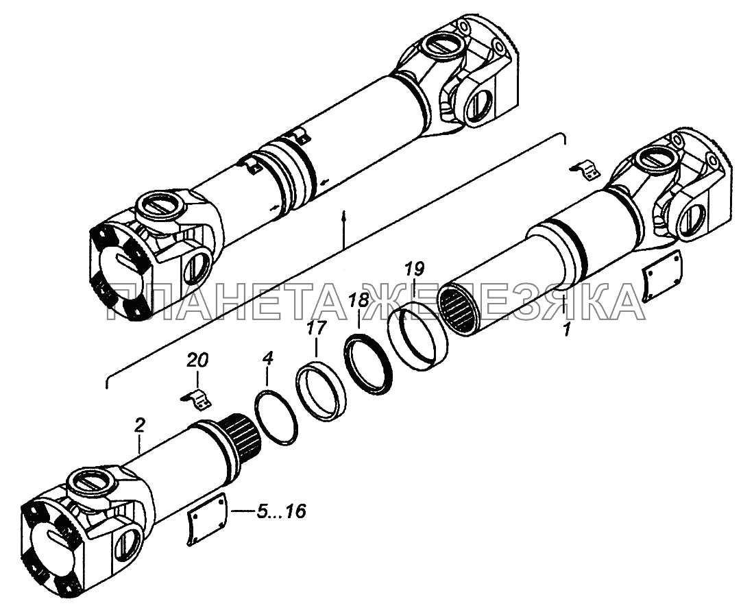 53205-2201011-10 Вал карданный заднего моста КамАЗ-43502 (Евро 4)