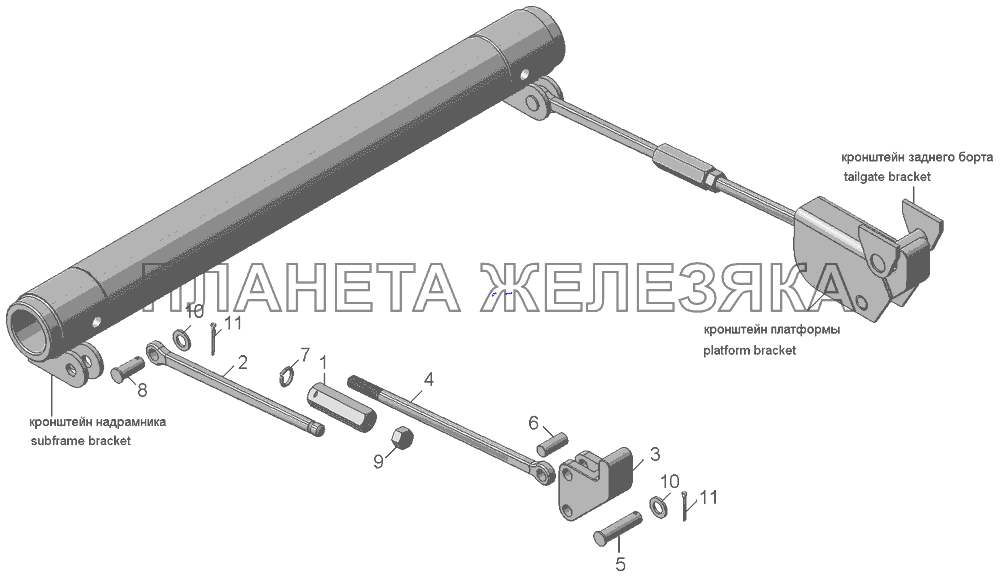 Установка запоров заднего борта 45141-8505001 КамАЗ-45141