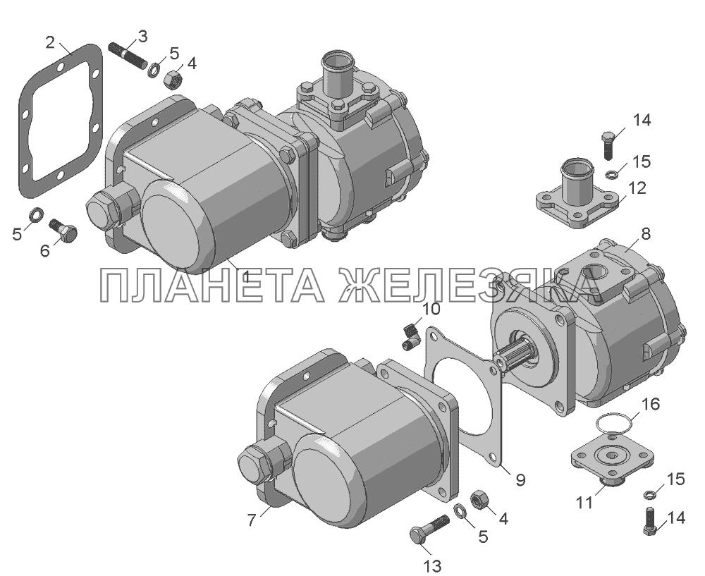 Установка коробки отбора мощности с насосом 5511-4202001-20 КамАЗ-45141