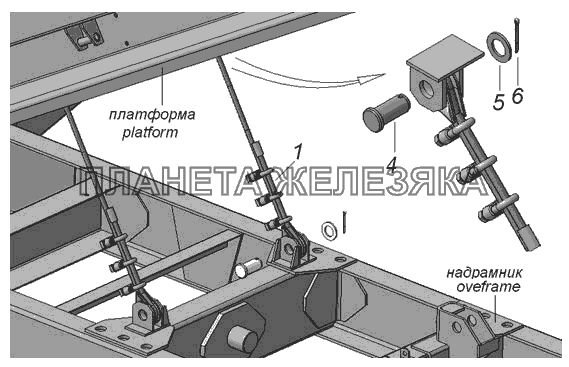 45142-8500060 Установка тросов КамАЗ-45142