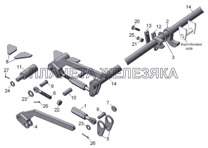 45142-8505010 Установка запоров бокового борта КамАЗ-45142