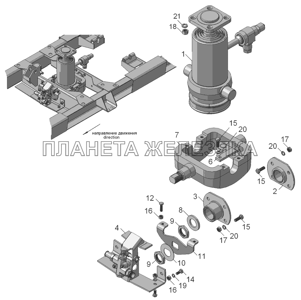 45143-8603001 Установка гидроцилиндра КамАЗ-45143 45143-8603001 Установка гидроцилиндра КамАЗ-45143