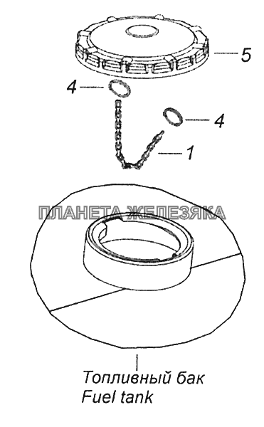 53215-1103001 Установка крышки топливного бака Шасси КамАЗ-52974