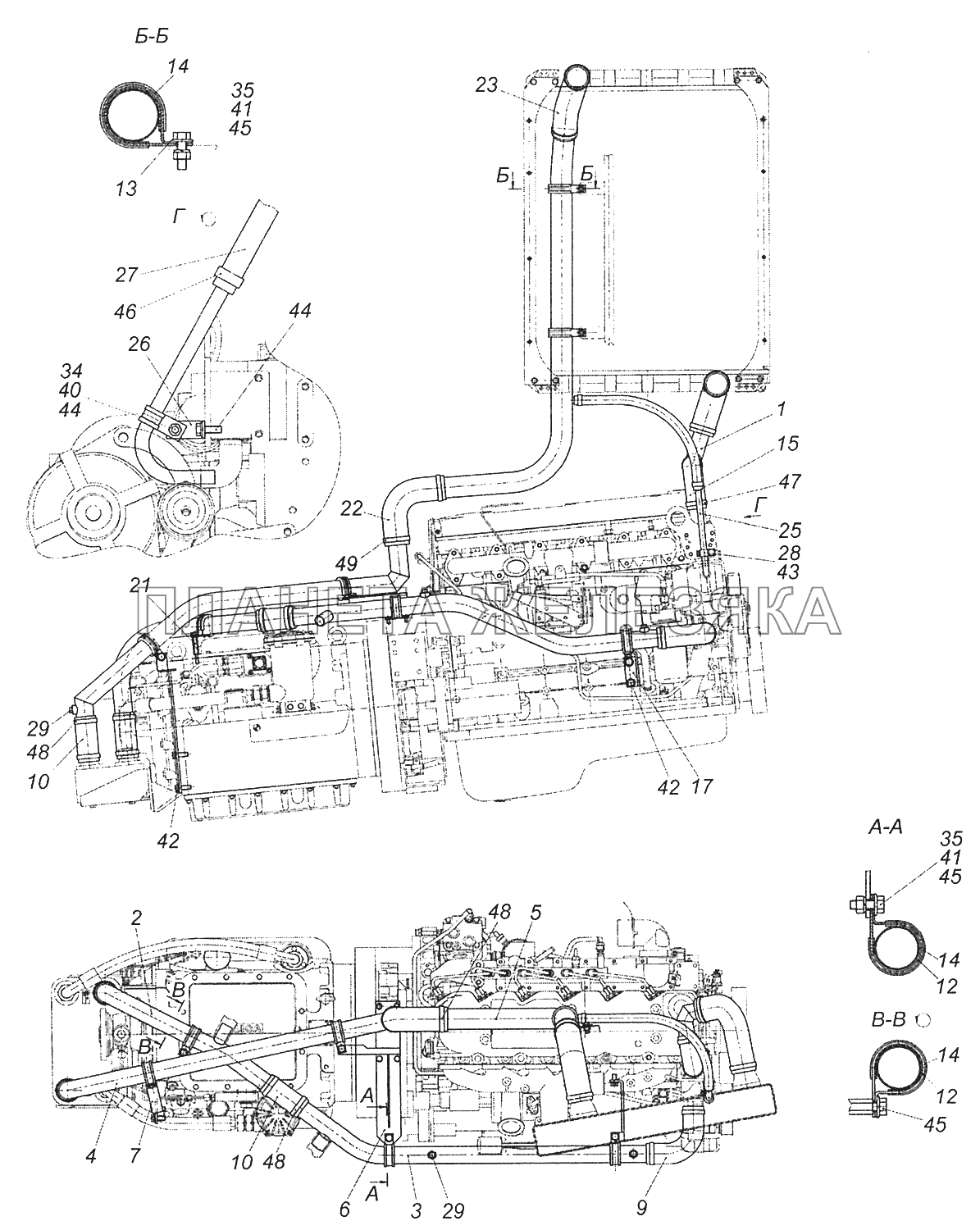 52974-1303400-10 Установка водяных труб Шасси КамАЗ-52974