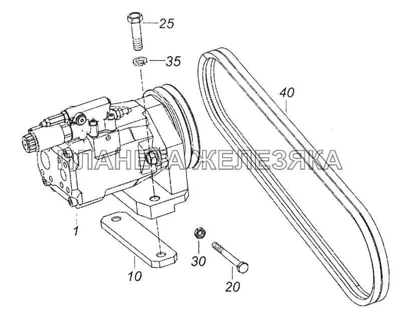 52974-1330010-40 Установка насоса гидропривода Шасси КамАЗ-52974