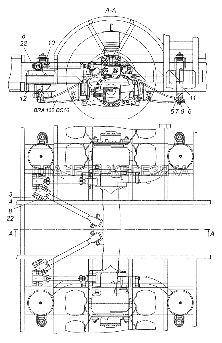 52974-2900002-12 Установка задней подвески Шасси КамАЗ-52974