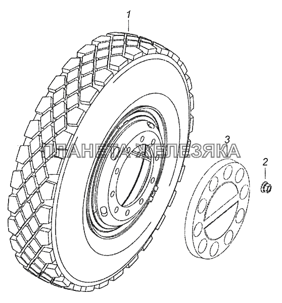 52974-3101002-60 Установка передних стальных колес Шасси КамАЗ-52974