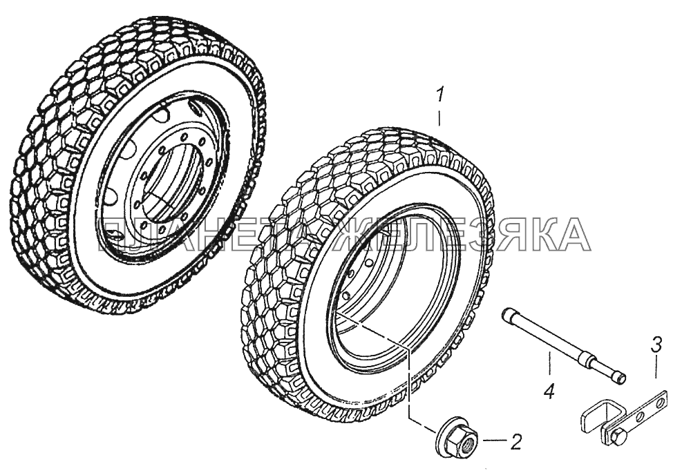 52974-3101003 Установка сдвоенных стальных колес Шасси КамАЗ-52974