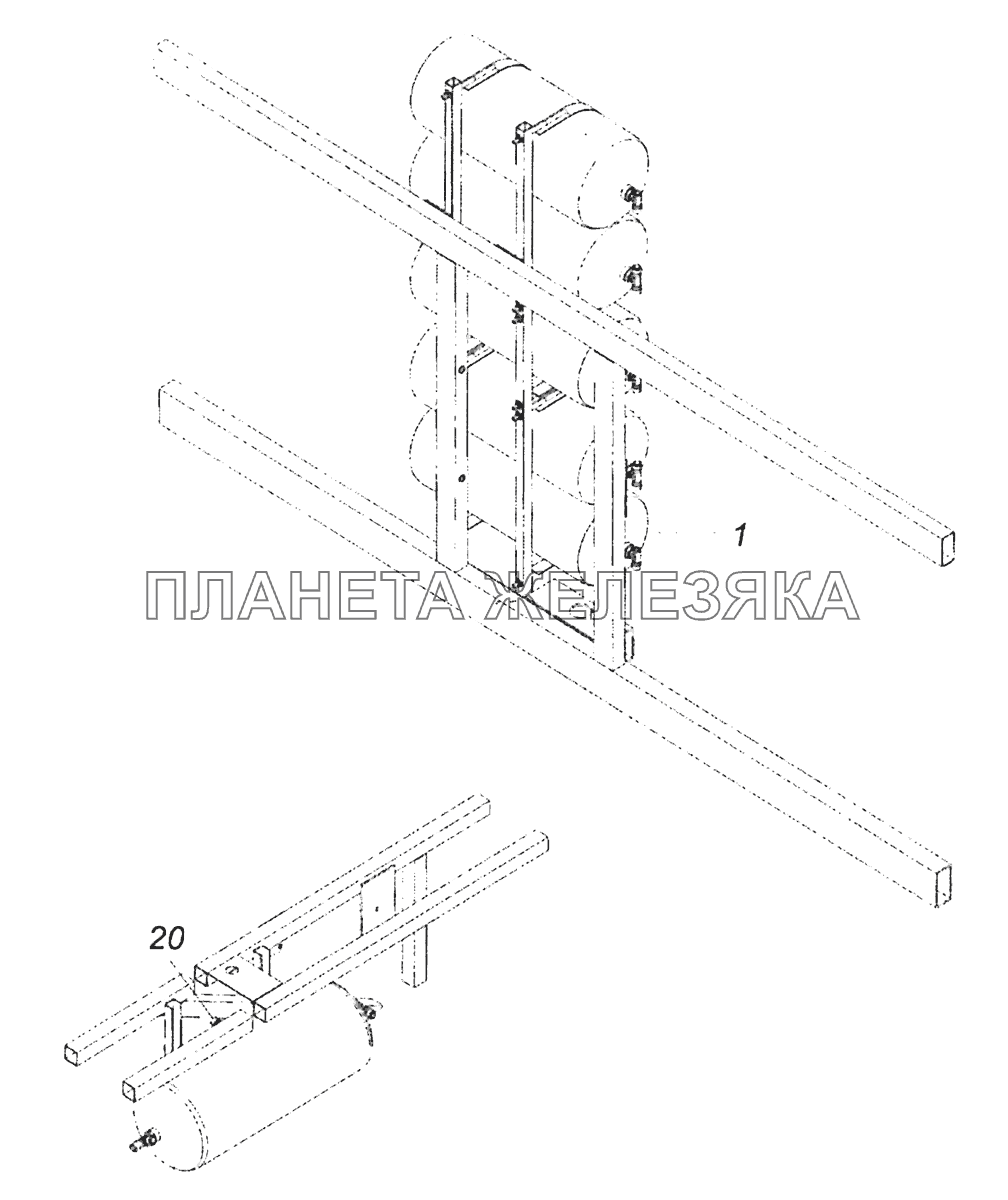 52974-3500013-10 Ресиверы с соединительной арматурой Шасси КамАЗ-52974