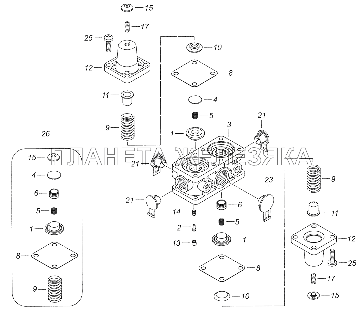 53205-3515400-10 Клапан защитный четырехконтурный Шасси КамАЗ-52974