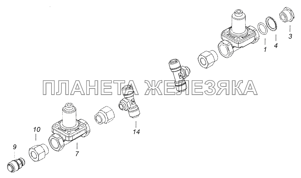 52974-3500015-04 Установка защитных клапанов Шасси КамАЗ-52974