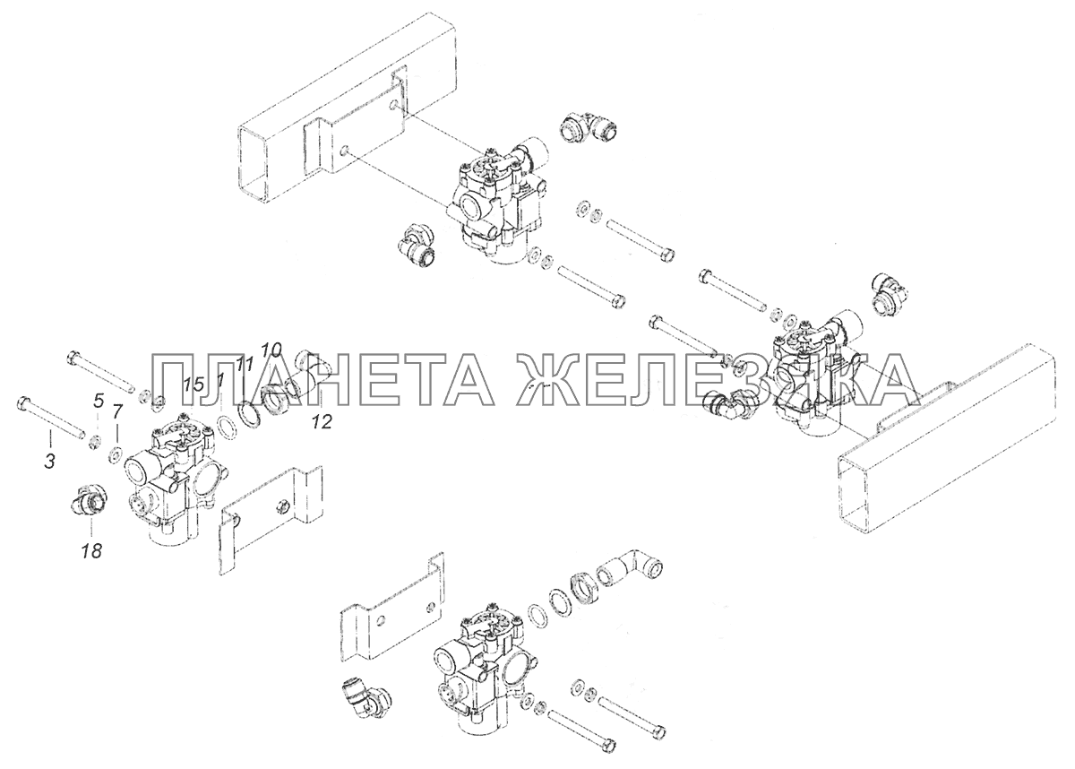 52974-3500042-10 Установка модуляторов АБС Шасси КамАЗ-52974