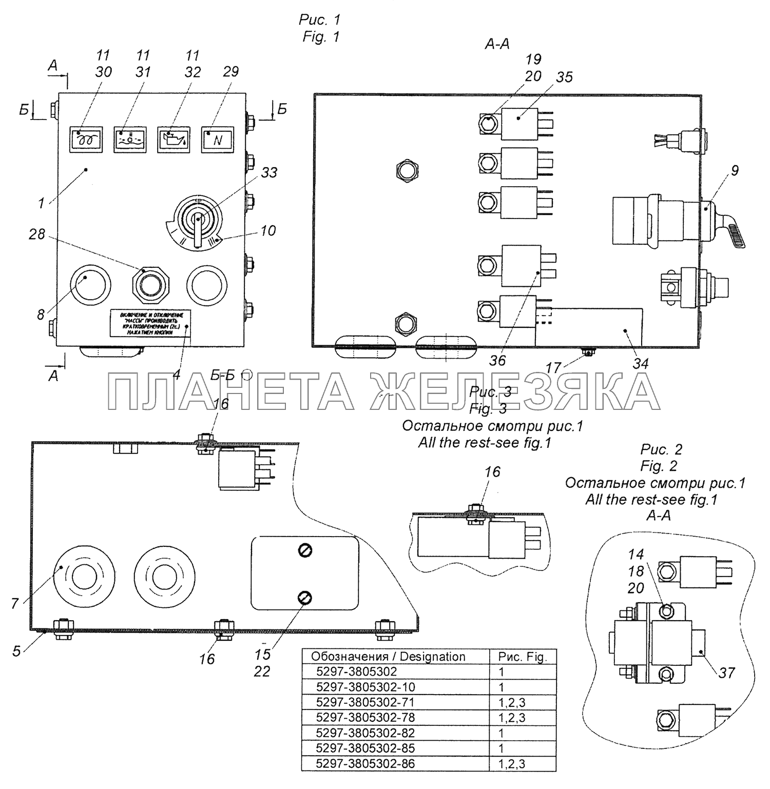 5297-3805302 Щиток дистанционного управления Шасси КамАЗ-52974