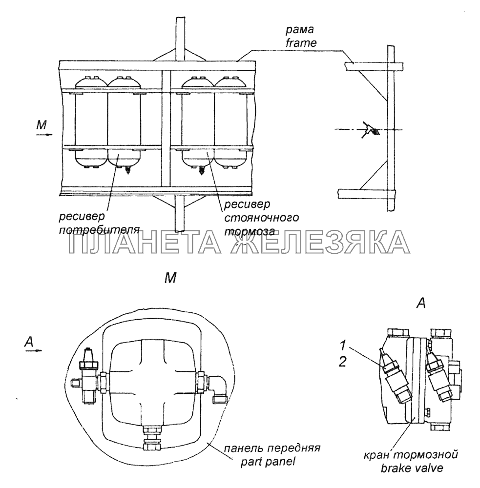 5297-3830002 Установка датчиков аварийного давления воздуха Шасси КамАЗ-52974