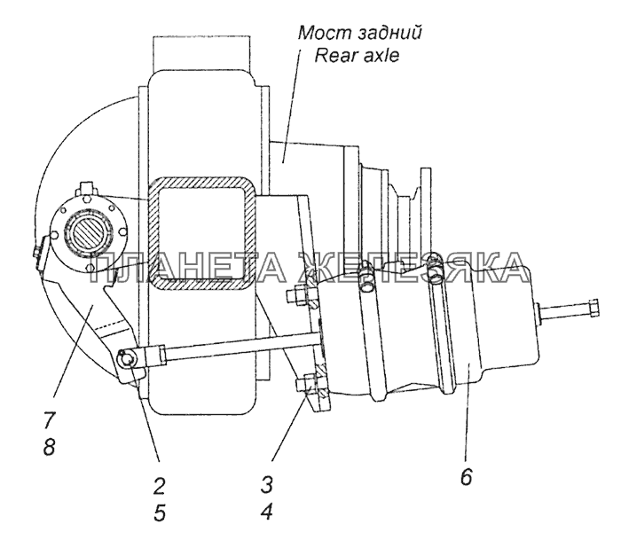 5297-3519002-10 Установка тормозных камер и регулировочных рычагов на заднем мосту Шасси КамАЗ-5297