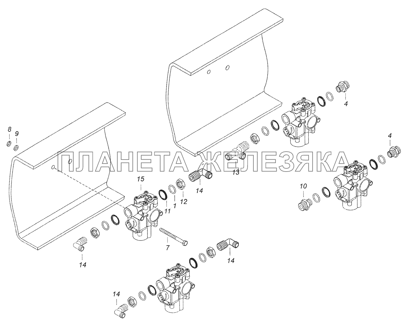 5297-3542005-91, 5297-3542005-92, 5297-3542005-95 Модулятор с соединительной арматурой Шасси КамАЗ-5297