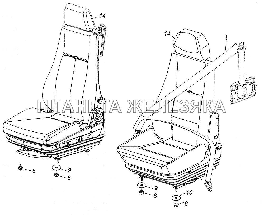 5460-5000121 Установка сиденья водителя КамАЗ-5308 (Евро 4)