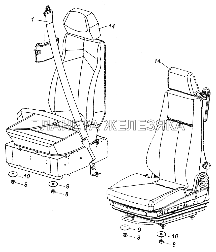 5460-5000122 Установка сиденья пассажира КамАЗ-5308 (Евро 4)