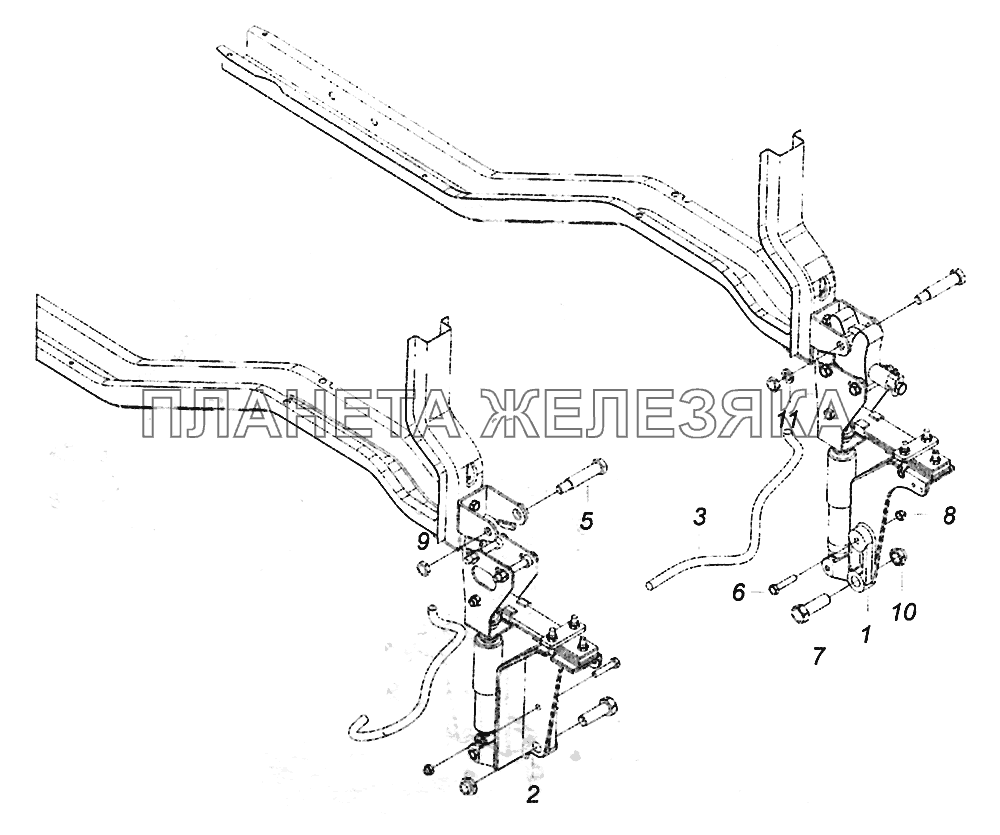 5308-5001006-40 Установка задней подвески кабины КамАЗ-5308 (Евро 4)