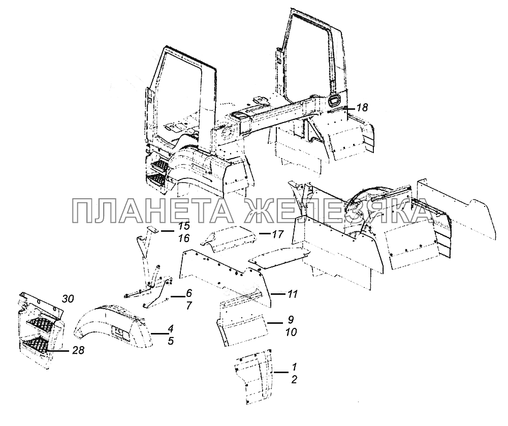 43255-8400006-07 Установка оперения кабины КамАЗ-5308 (Евро 4)