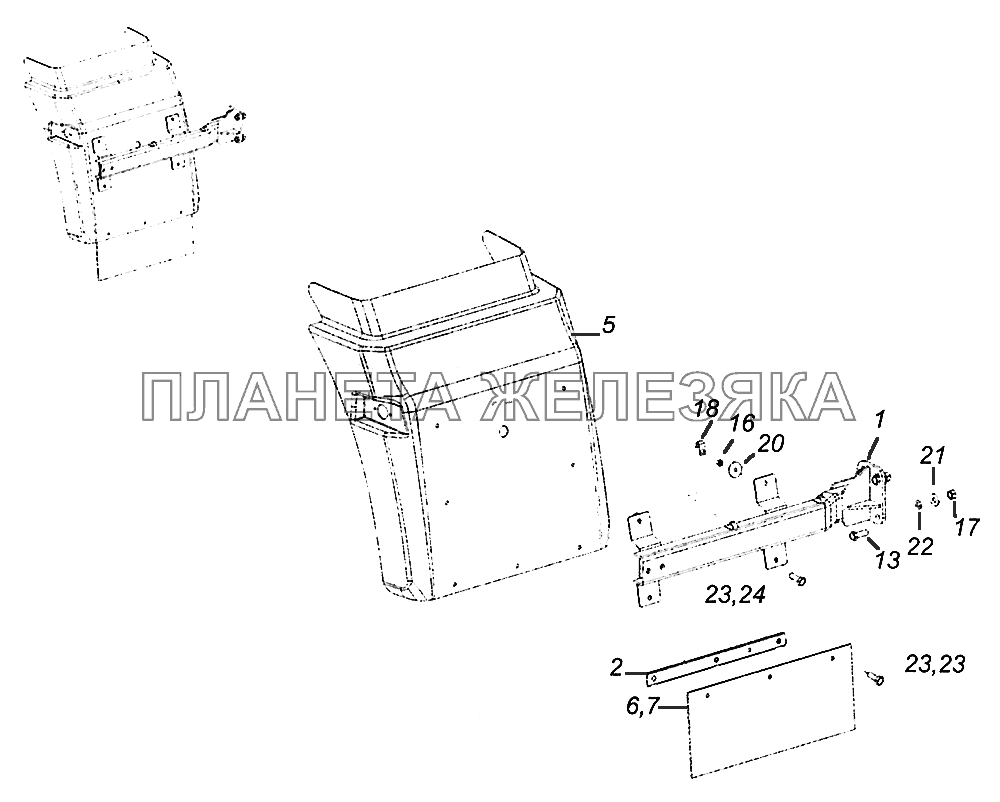 4308-8403011 -50 Установка задней части переднего крыла левая КамАЗ-5308 (Евро 4)