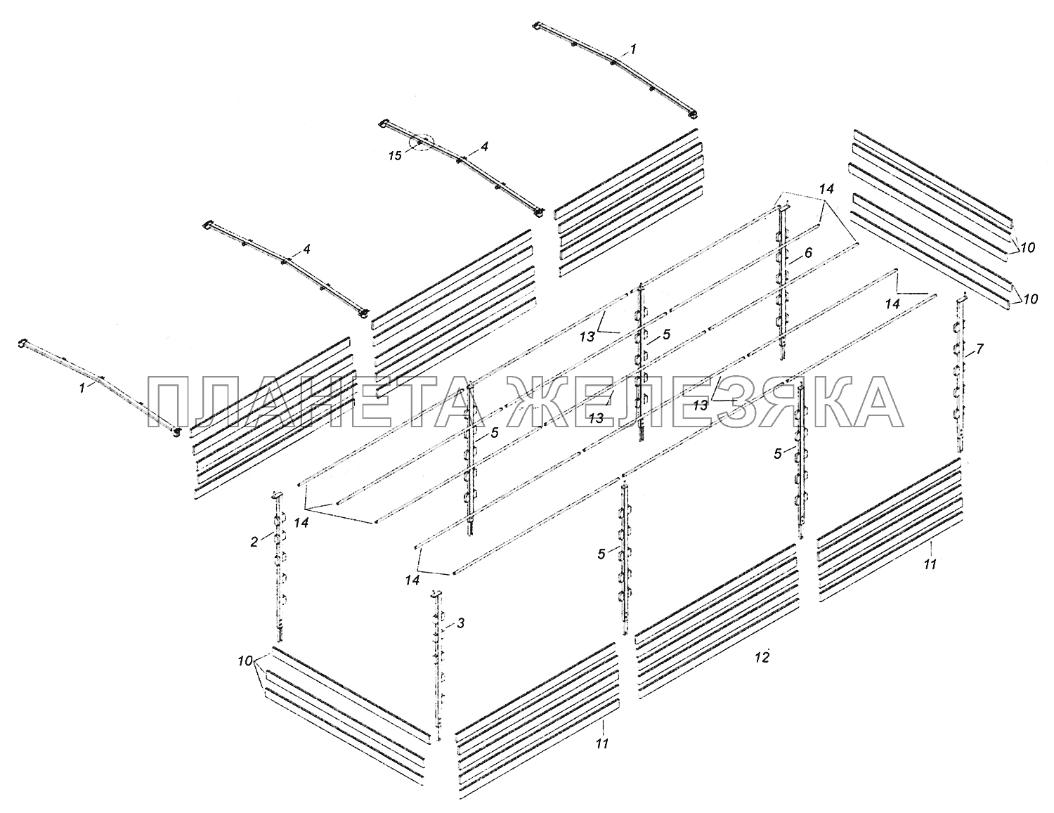 5308-8508008-10 Каркас тента КамАЗ-5308 (Евро 4) 5308-8508008-10 Каркас тента КамАЗ-5308 (Евро 4)