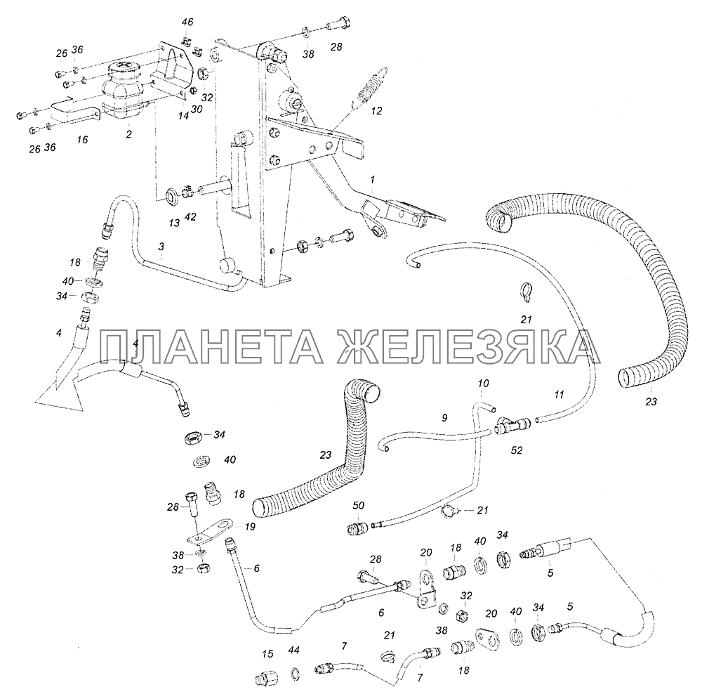 5308-1600006-20 Установка педали и привода выключения сцепления КамАЗ-5308 (Евро 4) 5308-1600006-20 Установка педали и привода выключения сцепления КамАЗ-5308 (Евро 4)