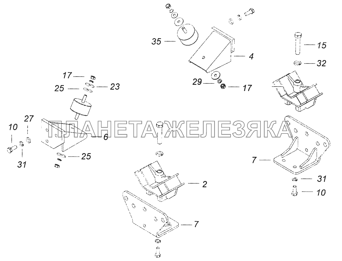 5308-1001005-10, 5308-1001005-20 Установка силового агрегата КамАЗ-5308 (Евро 4)