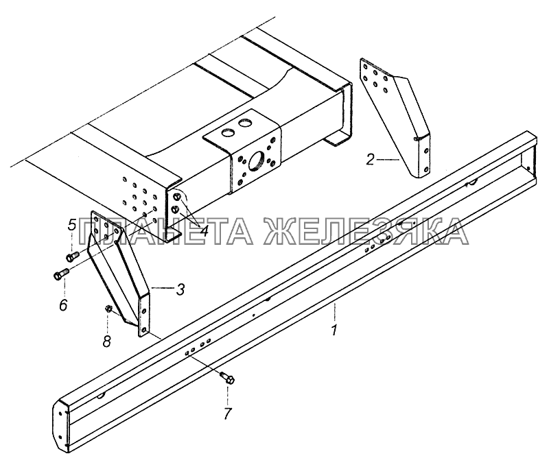 5308-2804003 Установка заднего буфера КамАЗ-5308 (Евро 4)