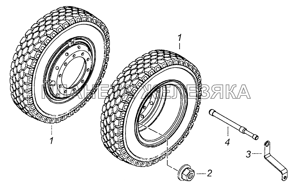 4308-3101703-50, 4308-3101703-54 Установка сдвоенных колес КамАЗ-5308 (Евро 4)