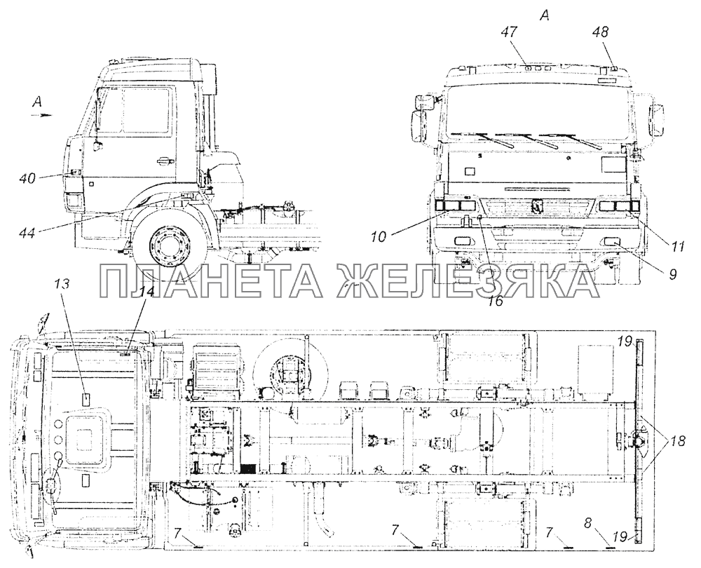 5308-3700001-15 Светотехника на автомобиле КамАЗ-5308 (Евро 3)