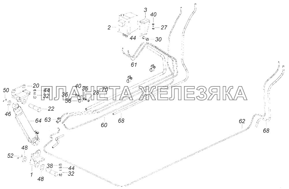 5308-5000079-20 Установка механизма опрокидывания кабины КамАЗ-5308 (Евро 3)