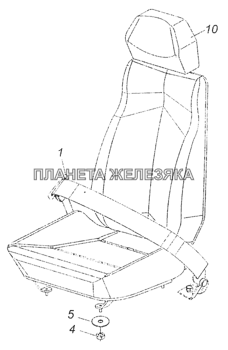 5460-5000123 Установка среднего сиденья КамАЗ-5308 (Евро 3)