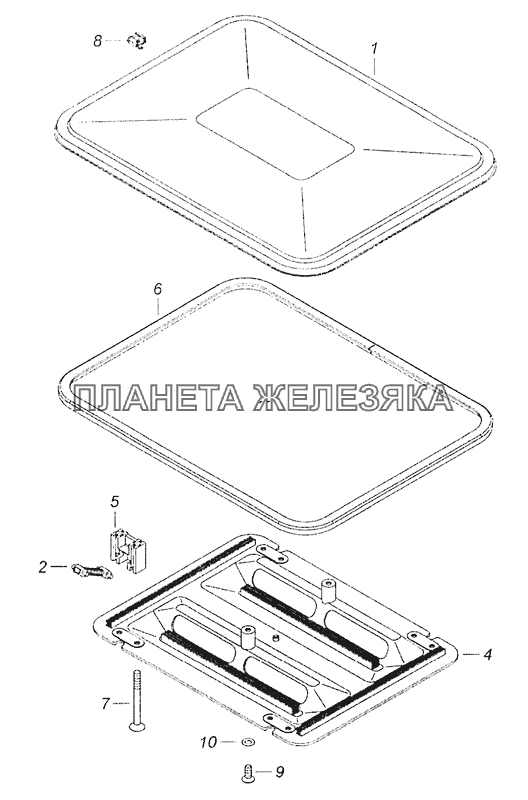 53205-5713008 Установка вентиляционного люка крыши КамАЗ-5308 (Евро 3)