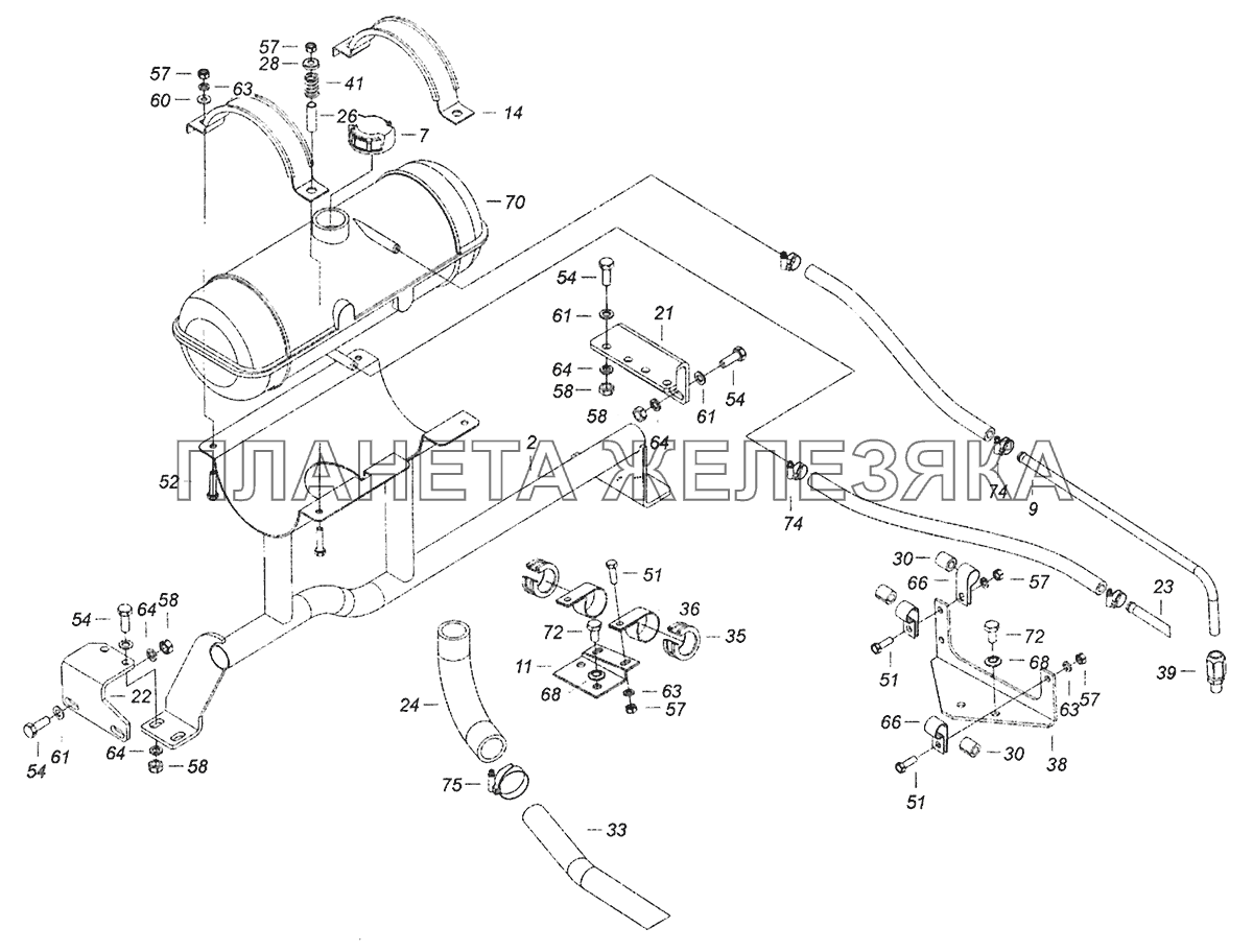 5308-1311005-20 Установка бачка расширительного КамАЗ-5308 (Евро 3)