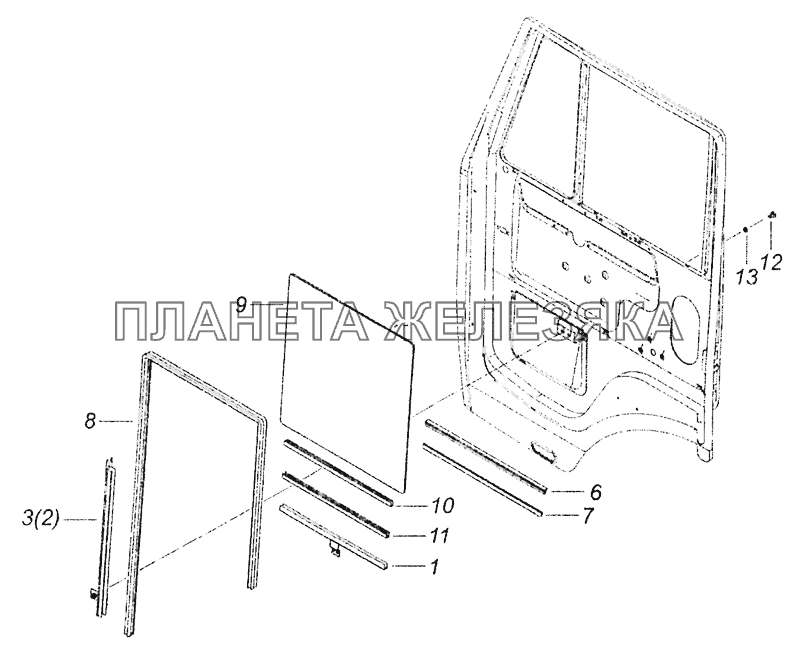 65115-6110005 Установка опускных стекол КамАЗ-5308 (Евро 3) 65115-6110005 Установка опускных стекол КамАЗ-5308 (Евро 3)