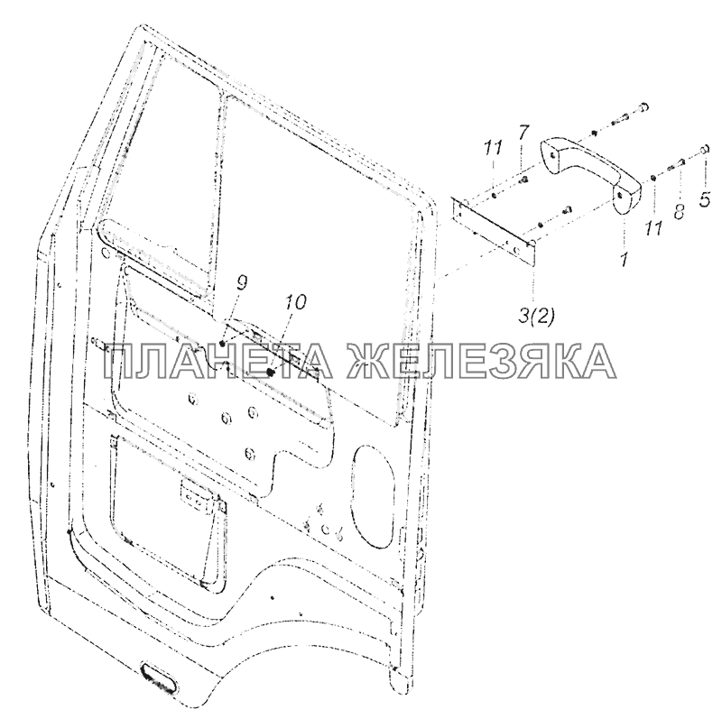 65115-6114005 Установка подлокотников двери КамАЗ-5308 (Евро 3)