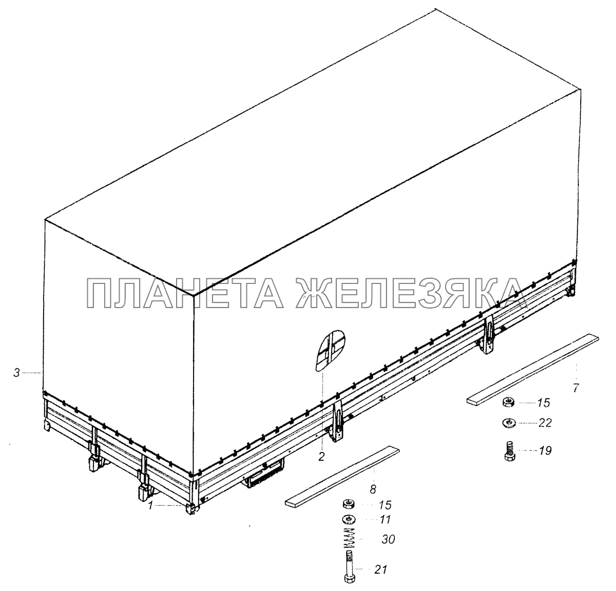 5308-8500008-20 Установка платформы КамАЗ-5308 (Евро 3)