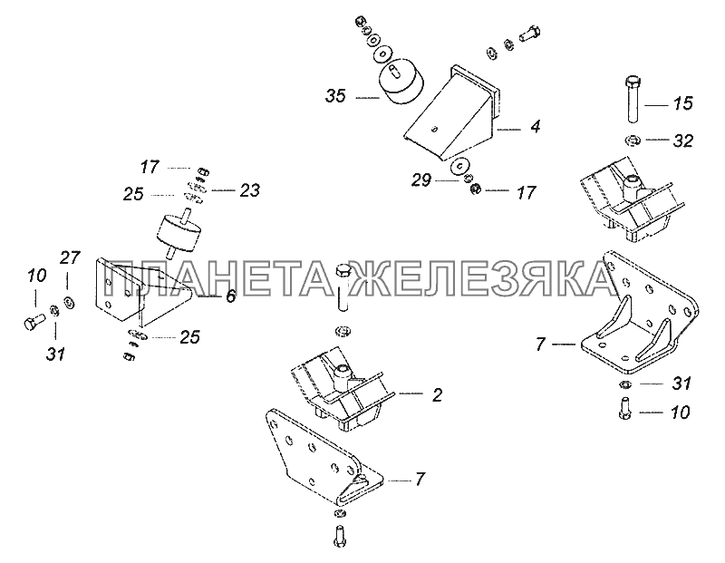 5308-1001005-10 Установка силового агрегата КамАЗ-5308 (Евро 3)