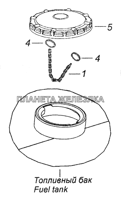 53215-1103001 Установка крышки топливного бака КамАЗ-5308 (Евро 3)
