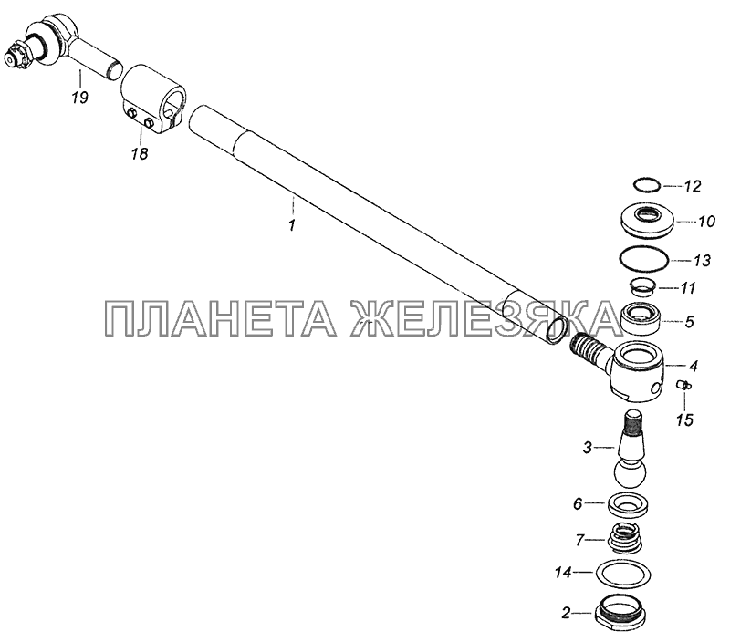 5308-3414010-10 Тяга сошки с наконечниками КамАЗ-5308 (Евро 3)