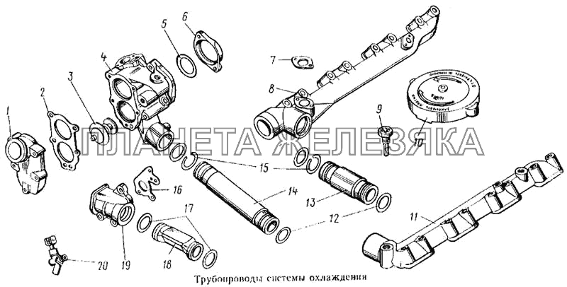 Трубопроводы системы охлаждения КамАЗ-5315